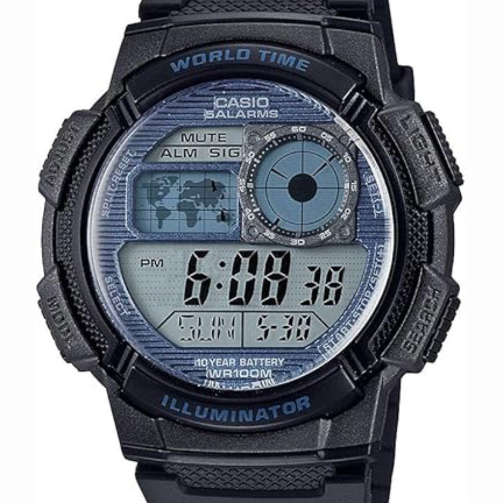 Casio Ae1000w-2av Illuminator Blue And Silver Digital Watch